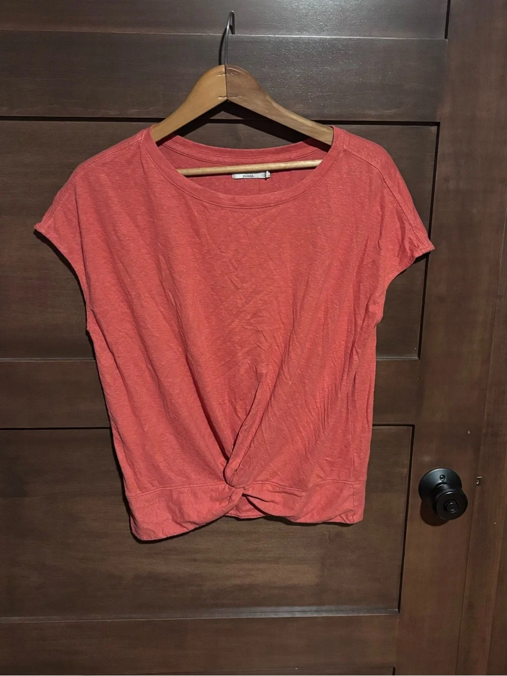 Prana Coral Twist-Front Crop Tee